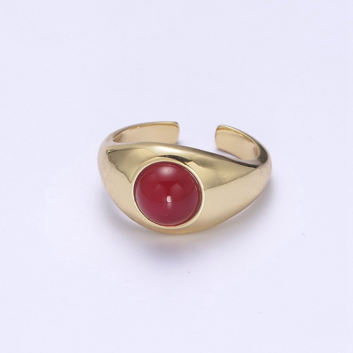 Green / Red Gem Stone Gold Dome Ring Open Adjustable Jewelry U-224 U-225 - DLUXCA