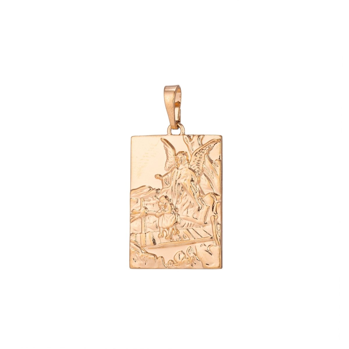 Guardian Angel Charm, 18K Gold Filled Pendant Dainty Guardian Angel Necklace Charm for Jewelry Making H-896 - DLUXCA