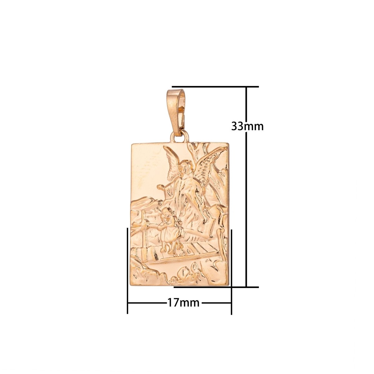 Guardian Angel Charm, 18K Gold Filled Pendant Dainty Guardian Angel Necklace Charm for Jewelry Making H-896 - DLUXCA