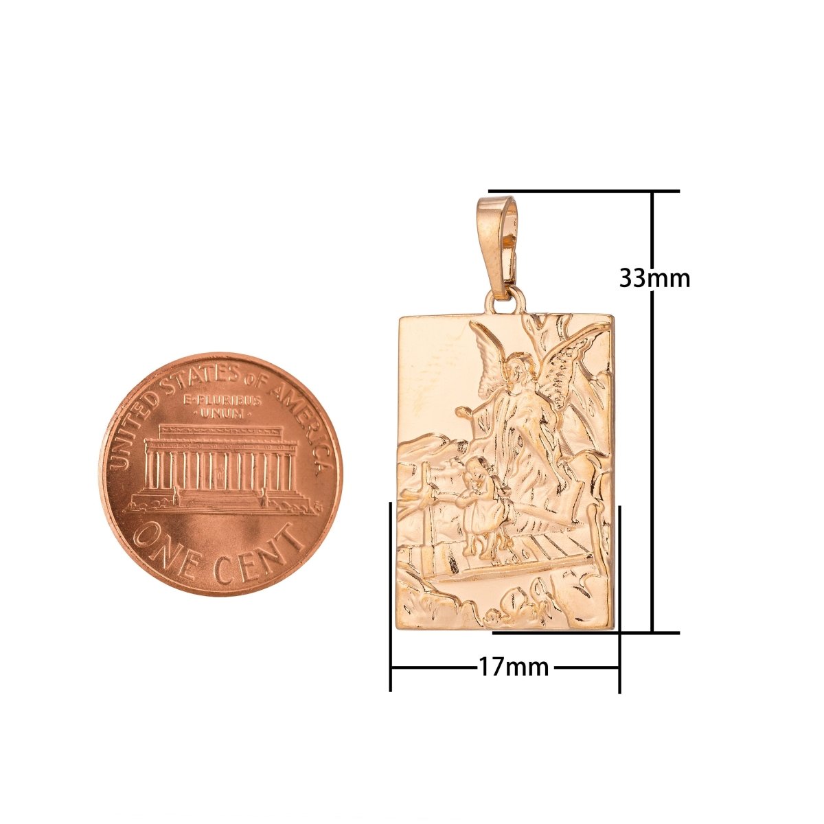 Guardian Angel Charm, 18K Gold Filled Pendant Dainty Guardian Angel Necklace Charm for Jewelry Making H-896 - DLUXCA