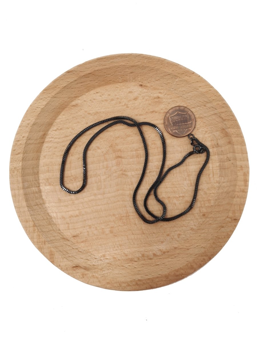 Gun Metal Plated Box Chain, 17.7 Inch Box Finished Chain For Jewelry Making, Dainty 2mm Box Necklace w/Spring Ring | CN-339 - DLUXCA