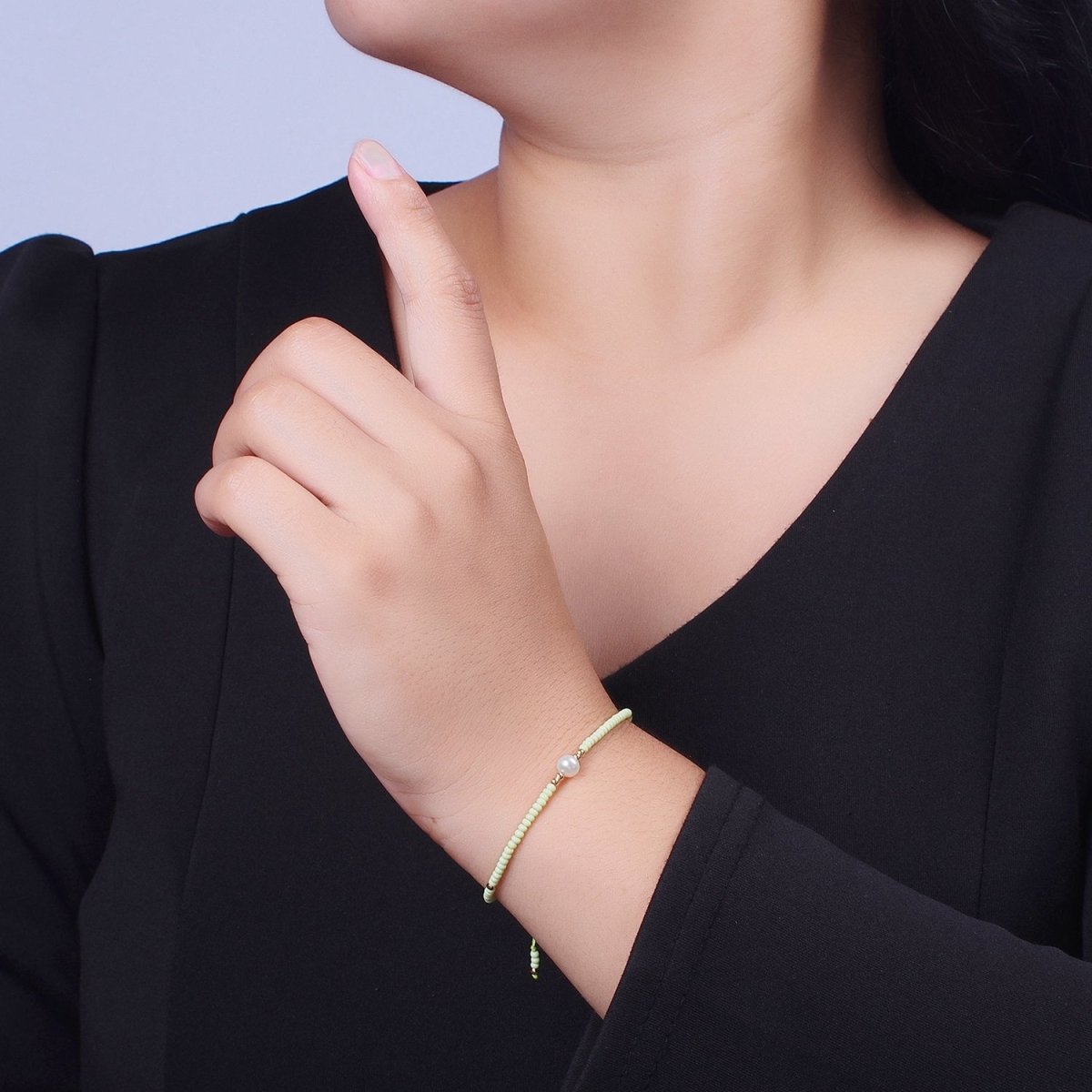 Handmade Pearl Glass Beads Knotted Adjustable Bracelet | WA-1258 - WA-1264 Clearance Pricing - DLUXCA