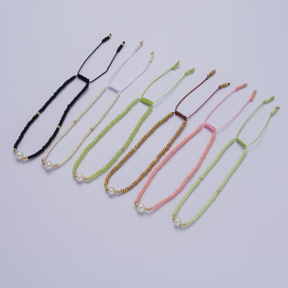 Handmade Pearl Glass Beads Knotted Adjustable Bracelet | WA-1258 - WA-1264 Clearance Pricing - DLUXCA