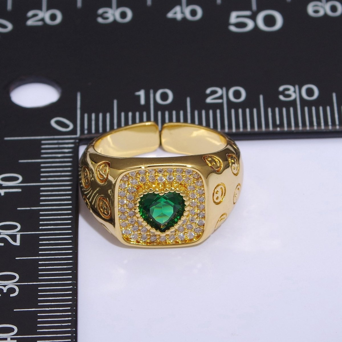 Happy Face Ring Gold Filled Heart Ring Simple Gold Signet Ring Open Ring for Stacking Jewelry us size 6.5 S-254 ~ S-257 - DLUXCA