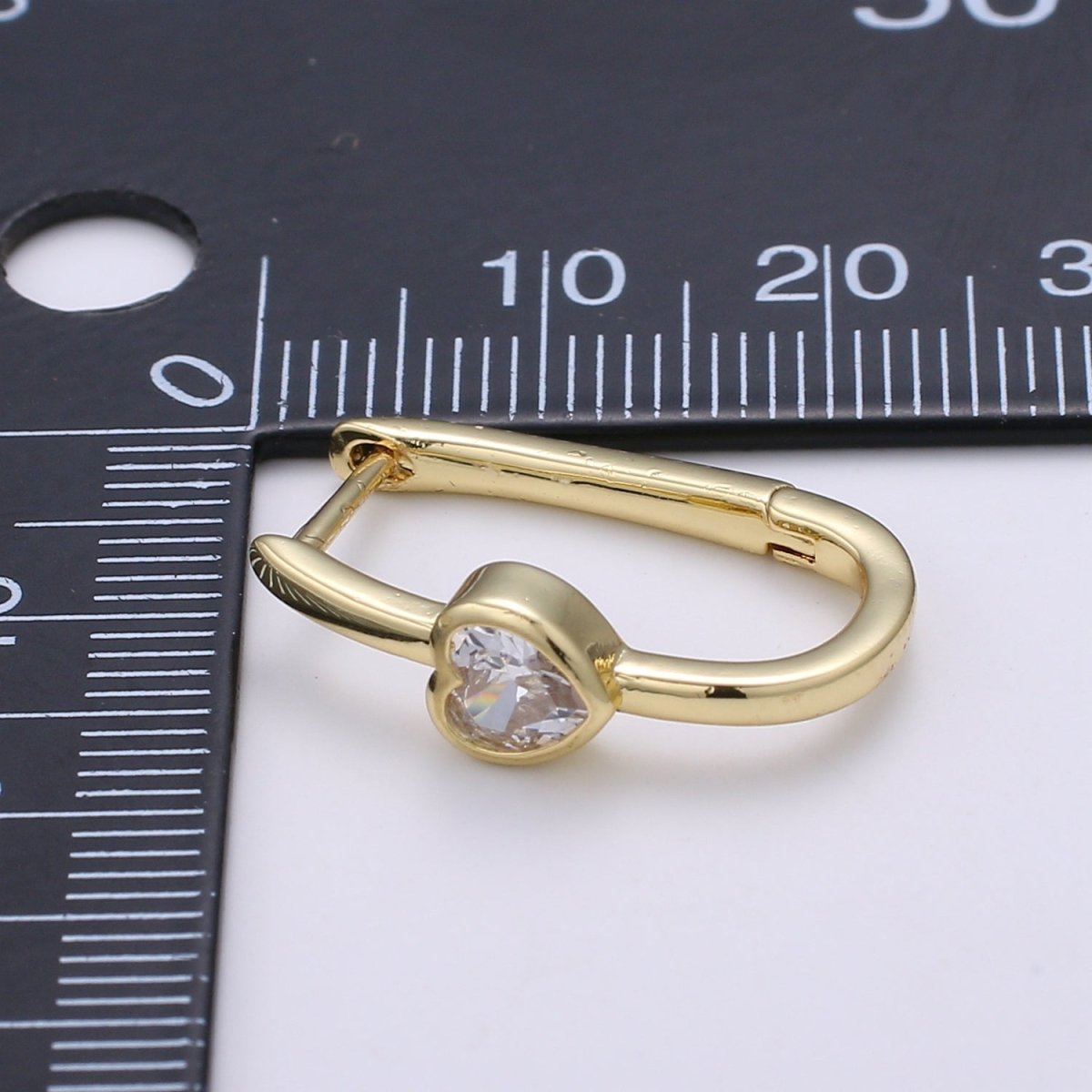 Heart Cubic Pave Gold Lever backs Earring, Solitaire Pave CZ Fish Loop Earring, Vintage Gold Micro Pave Earring for DIY Earring - 1392 Q-414 - DLUXCA