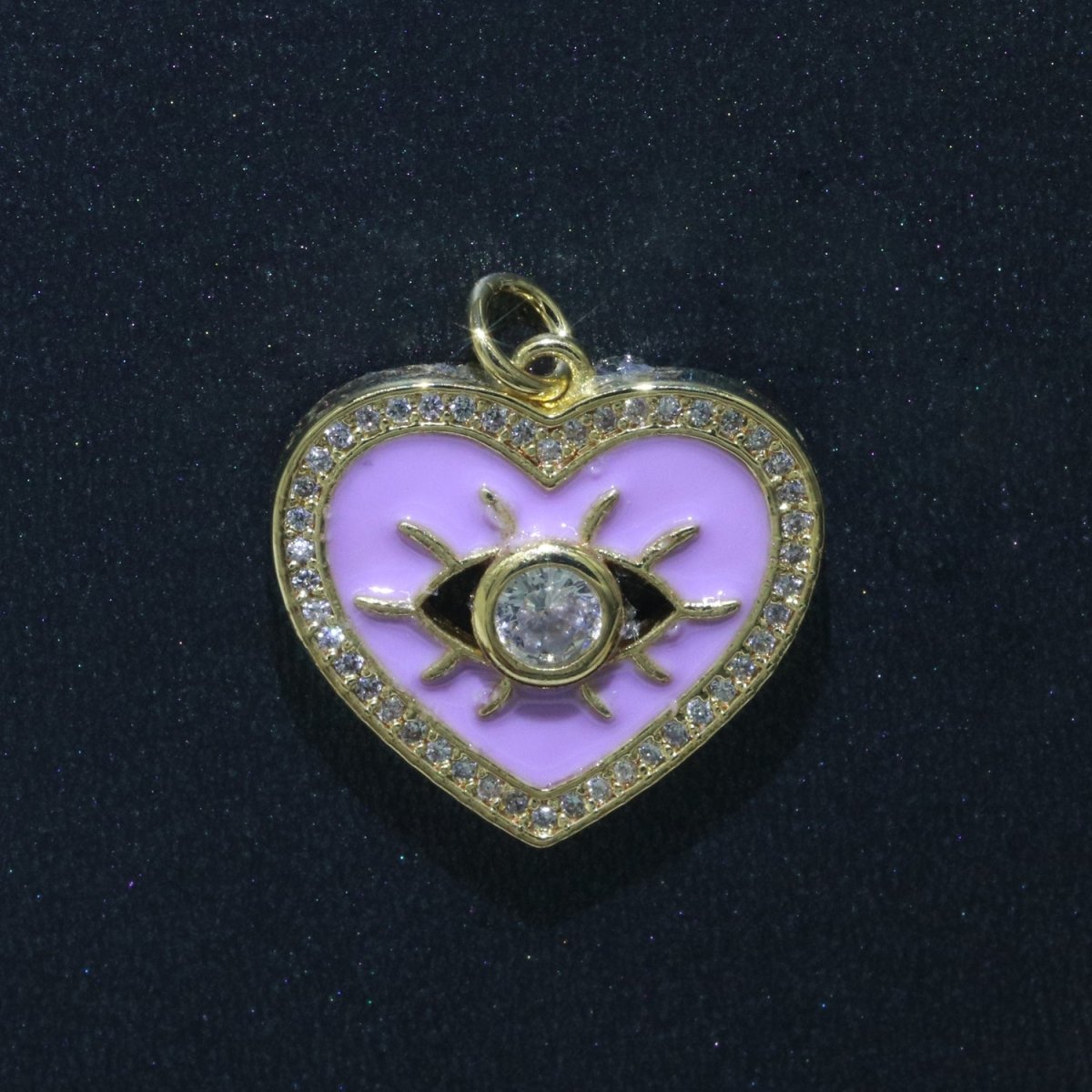 Heart Enamel Evil Eye Gold Filled Charm M-157-M-166 - DLUXCA