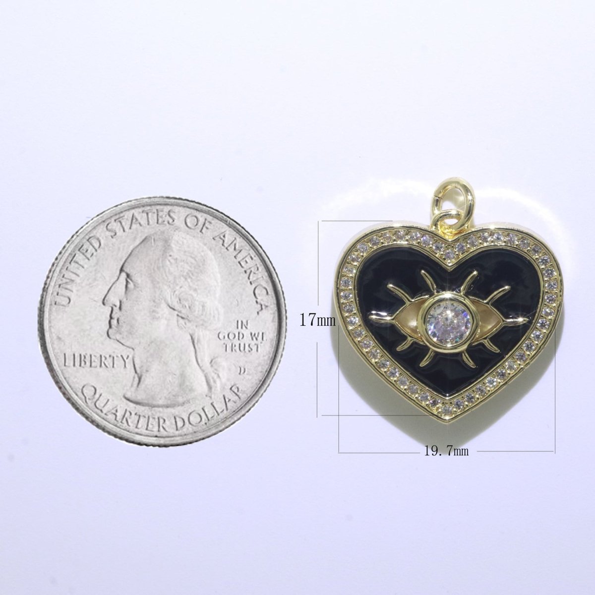 Heart Enamel Evil Eye Gold Filled Charm M-157-M-166 - DLUXCA