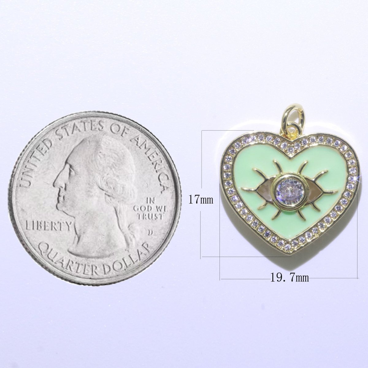 Heart Enamel Evil Eye Gold Filled Charm M-157-M-166 - DLUXCA