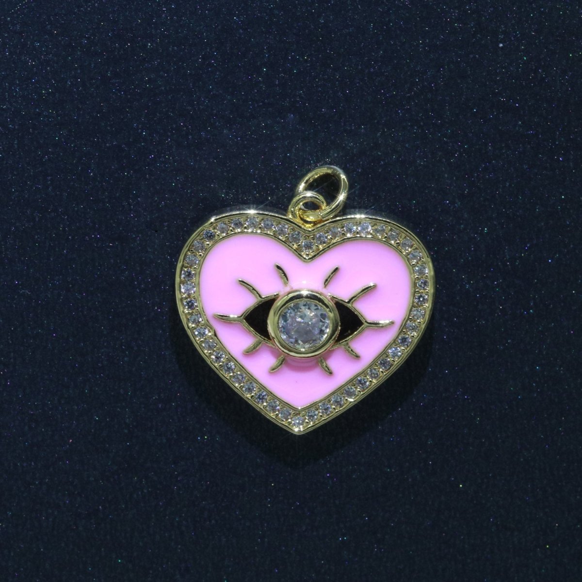 Heart Enamel Evil Eye Gold Filled Charm M-157-M-166 - DLUXCA