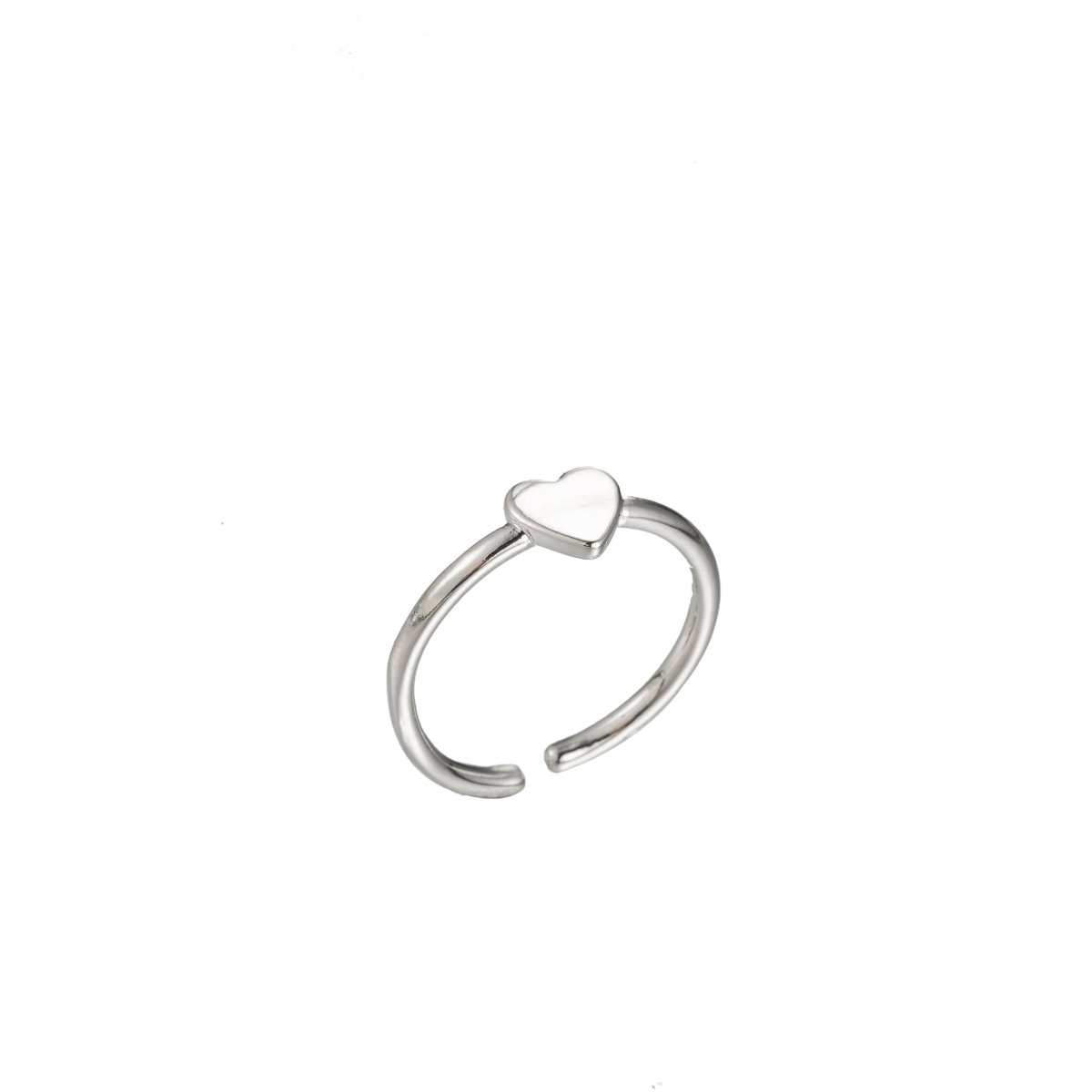 Heart Gold Stacking Ring - Minimalist Jewelry Dainty Love ring, midi ring, Love ring, Open Adjustable ring birthday gift Silver Ring O-341 O-342 - DLUXCA