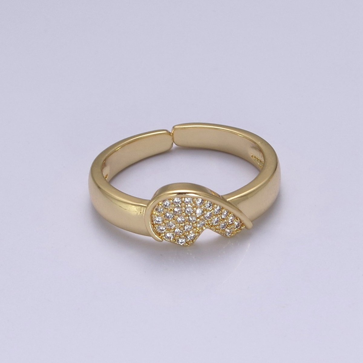 Heart Ring Set For Couples Matching Gold CZ Rings Anniversary Gift For Her Gift Adjustable Rings S-484 S-485 - DLUXCA