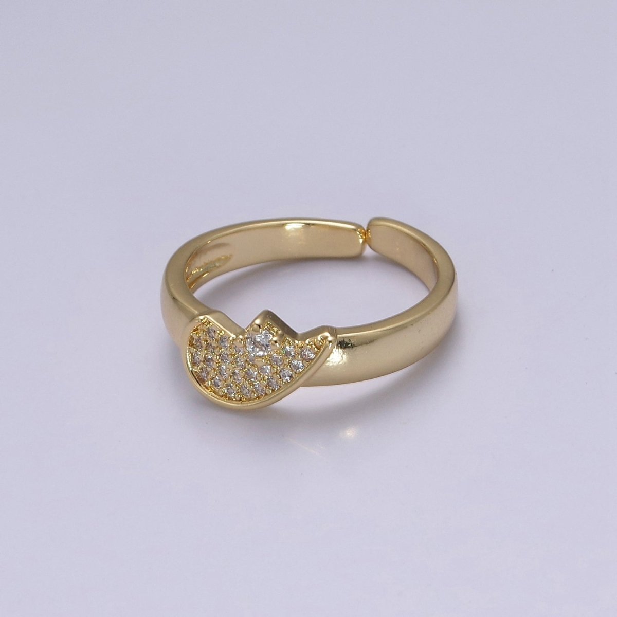 Heart Ring Set For Couples Matching Gold CZ Rings Anniversary Gift For Her Gift Adjustable Rings S-484 S-485 - DLUXCA