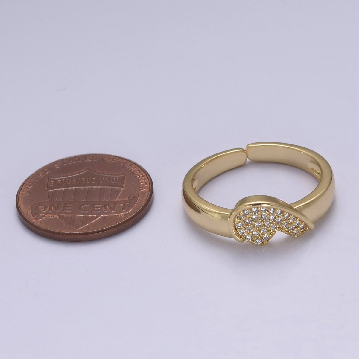 Heart Ring Set For Couples Matching Gold CZ Rings Anniversary Gift For Her Gift Adjustable Rings S-484 S-485 - DLUXCA