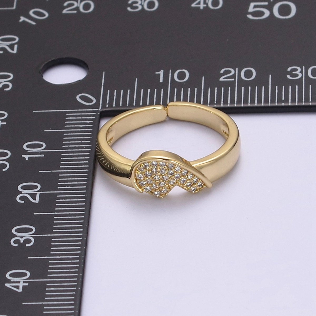 Heart Ring Set For Couples Matching Gold CZ Rings Anniversary Gift For Her Gift Adjustable Rings S-484 S-485 - DLUXCA