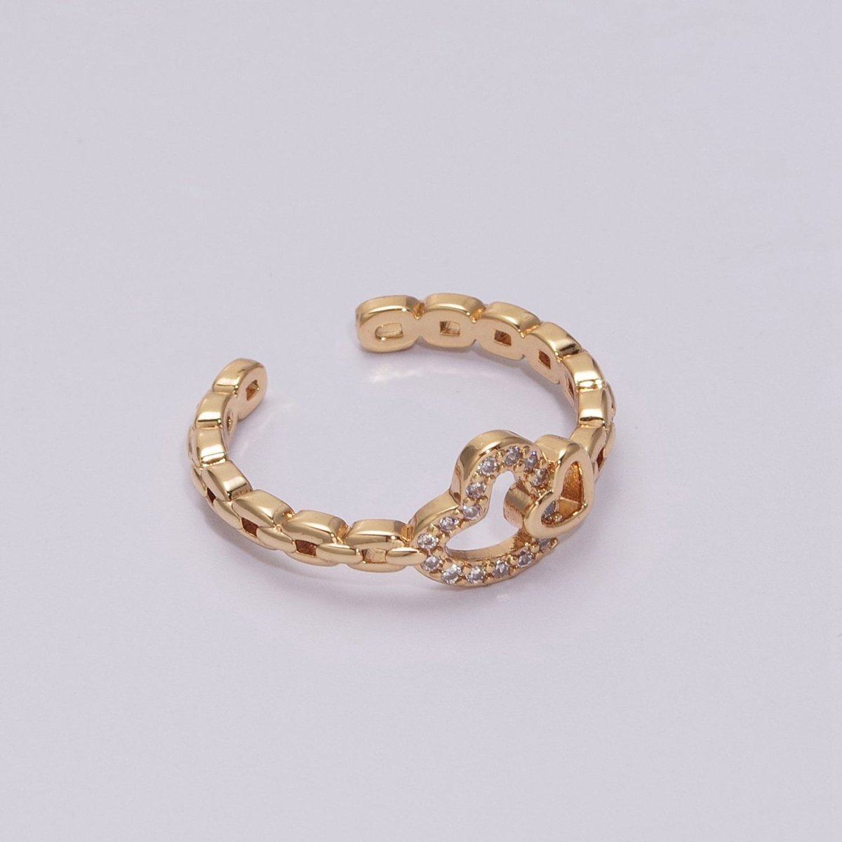 Heart rings, heart adjustable ring, open ring, LOVE rings, double heart ring, gold heart rings, LOVE rings, Silver heart rings, thin heart U-096 - DLUXCA