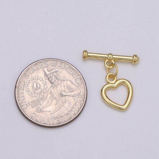 Heart Toggle Clasp 14K Gold Filled Toggle Clasp 1 set for Bracelet Necklace Jewelry Making Supply OT Clasp for Minimalist Jewelry L-138 - DLUXCA