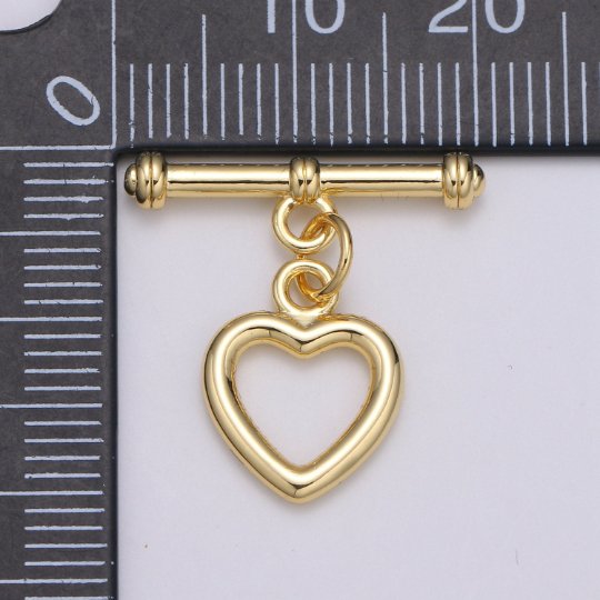Heart Toggle Clasp 14K Gold Filled Toggle Clasp 1 set for Bracelet Necklace Jewelry Making Supply OT Clasp for Minimalist Jewelry L-138 - DLUXCA