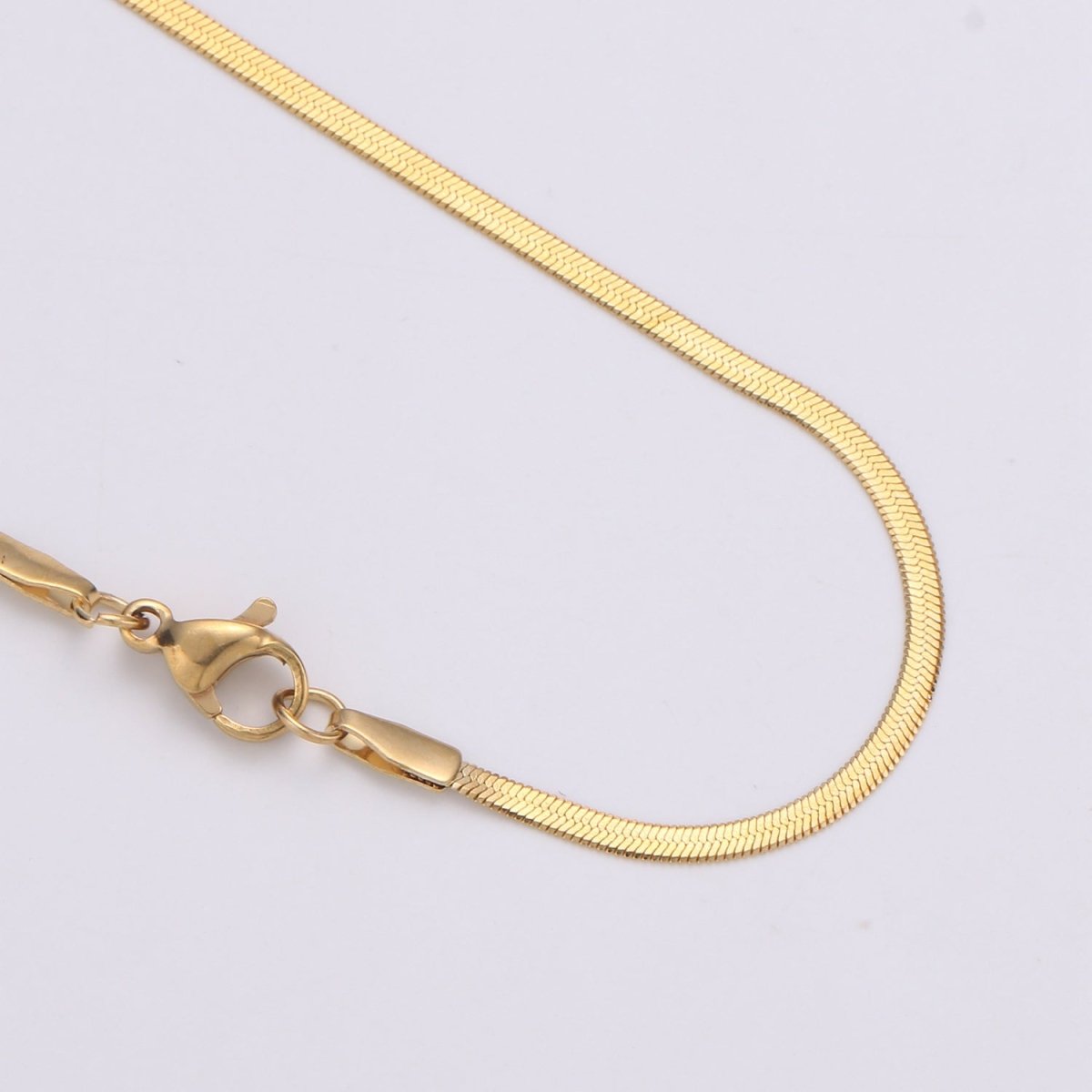 Herringbone Chain Necklace | 24K Gold Plated Herringbone Chain, Layered Necklace, Flat Snake Chain, Skinny Gold Chain Everyday Wear | Stainless Steel, Gold Plated | 17.5", 17.8", 18" | 2.5mm, 3mm, 4.3mm | CN-915 916 917 918 Clearance Pricing - DLUXCA