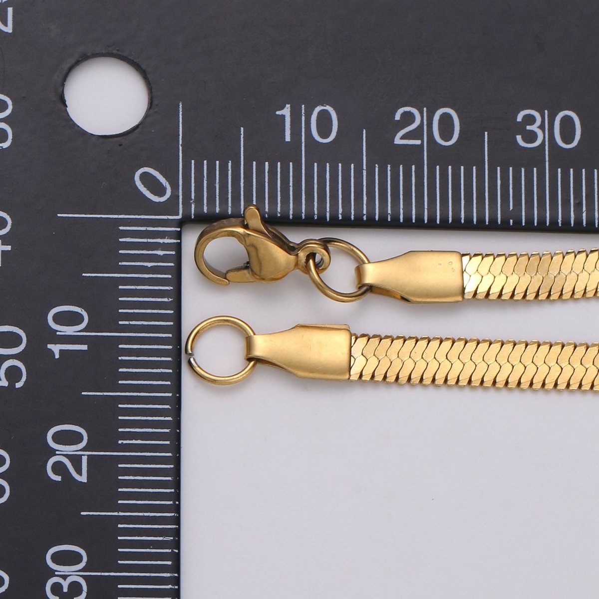 Herringbone Chain Necklace | 24K Gold Plated Herringbone Chain, Layered Necklace, Flat Snake Chain, Skinny Gold Chain Everyday Wear | Stainless Steel, Gold Plated | 17.5", 17.8", 18" | 2.5mm, 3mm, 4.3mm | CN-915 916 917 918 Clearance Pricing - DLUXCA