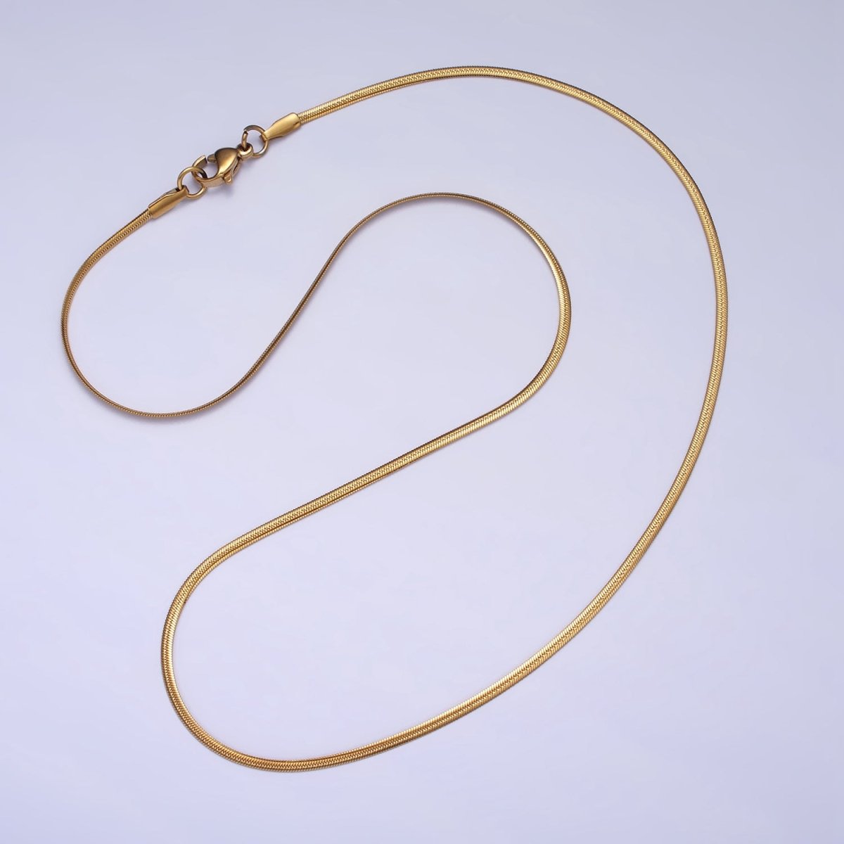 Herringbone Necklace in Gold Stainless Steel Snake Chain 17.75 inch Dainty Ready to Wear Chain for Minimalist Jewelry | WA-1548 WA-1549 Clearance Pricing - DLUXCA