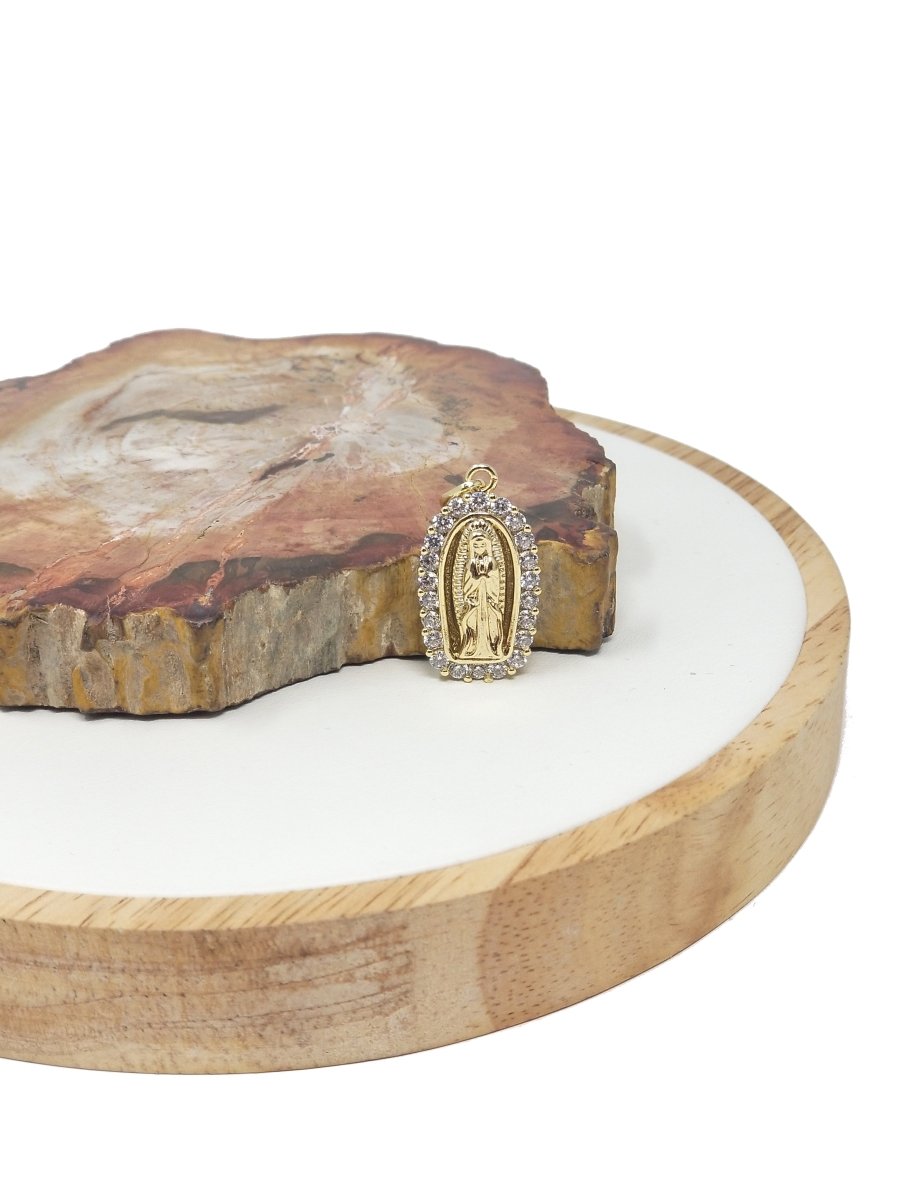 Holy Mary Gold Filled Pendant Mother Mary Vintage Lady Guadalupe Design Pendant Cubic Zircon Pendant Religious Jewelry for Necklace H-184 I-128 - DLUXCA