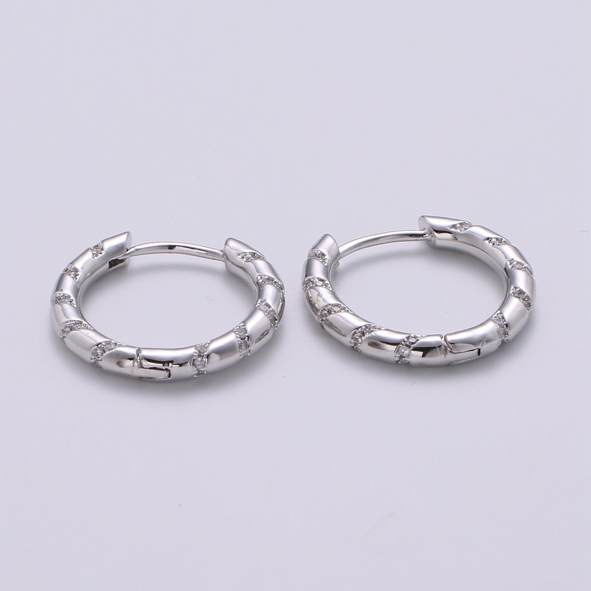 Hoops - Pink, Teal, Blue, Green, Clear, Multi-color Zirconia or White Gold CZ earrings - 24K Gold Huggie hoops Q-355 - Q-361 - DLUXCA