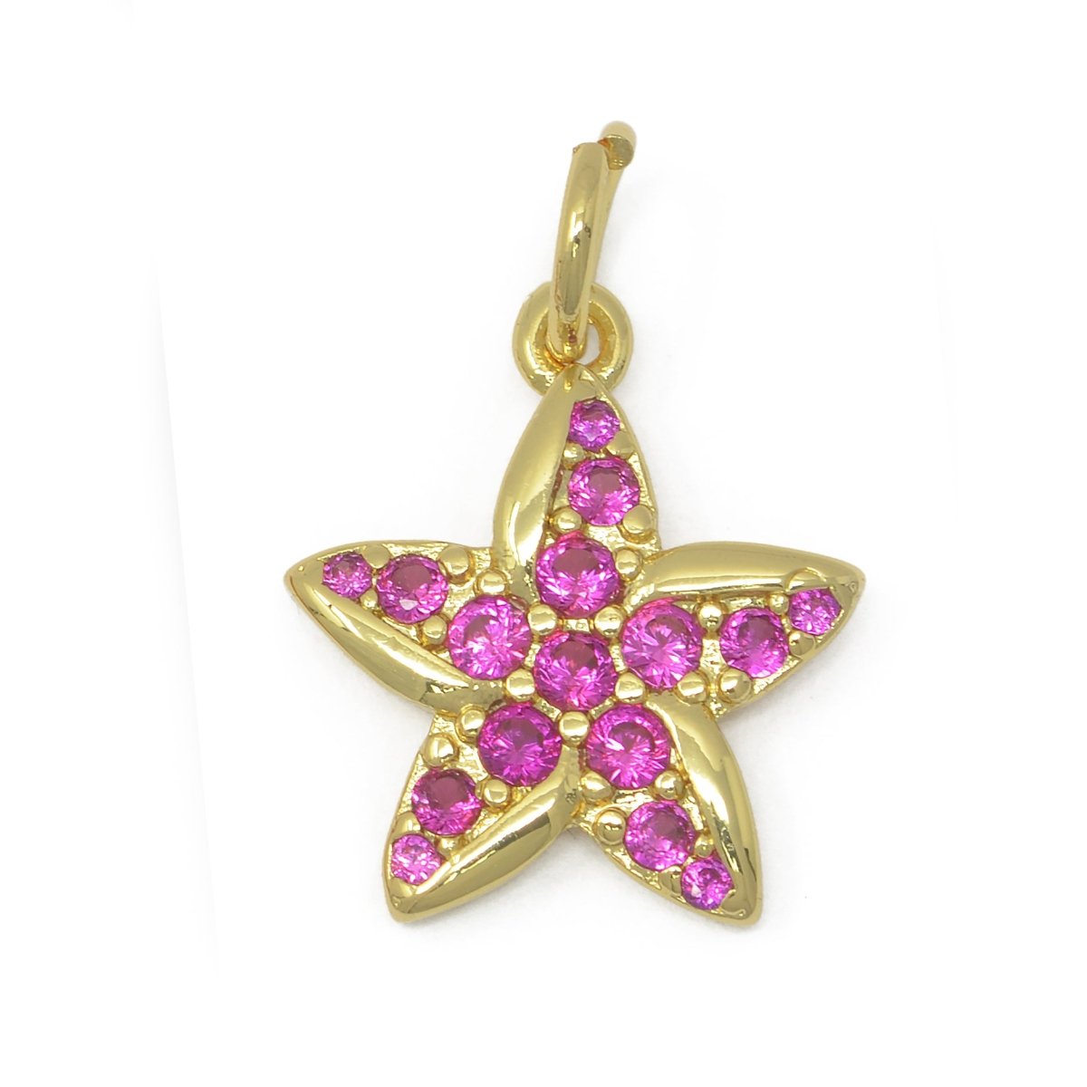 Hot Pink Star Gold Filled Charm M-389 - DLUXCA