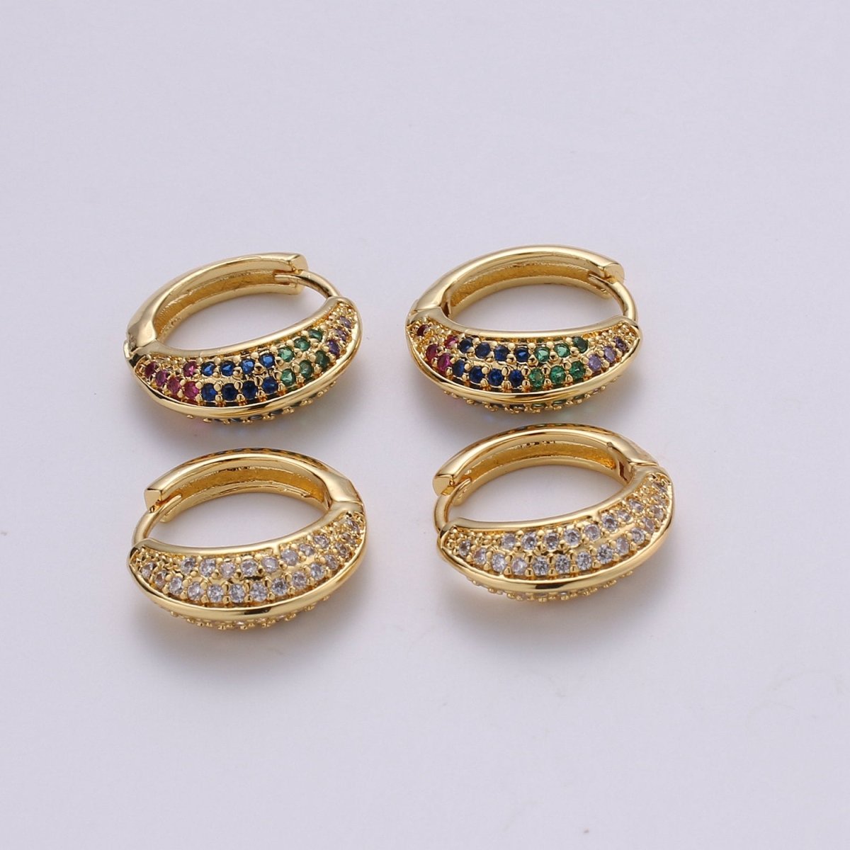 Huggie Earrings, Small hoop earrings, Gold hoops, Chunky Hoop Earrings, Cz Huggie Hoop Earrings, Minimalist hoop earrings, Dainty Cubic hoop K-861 K-862 - DLUXCA