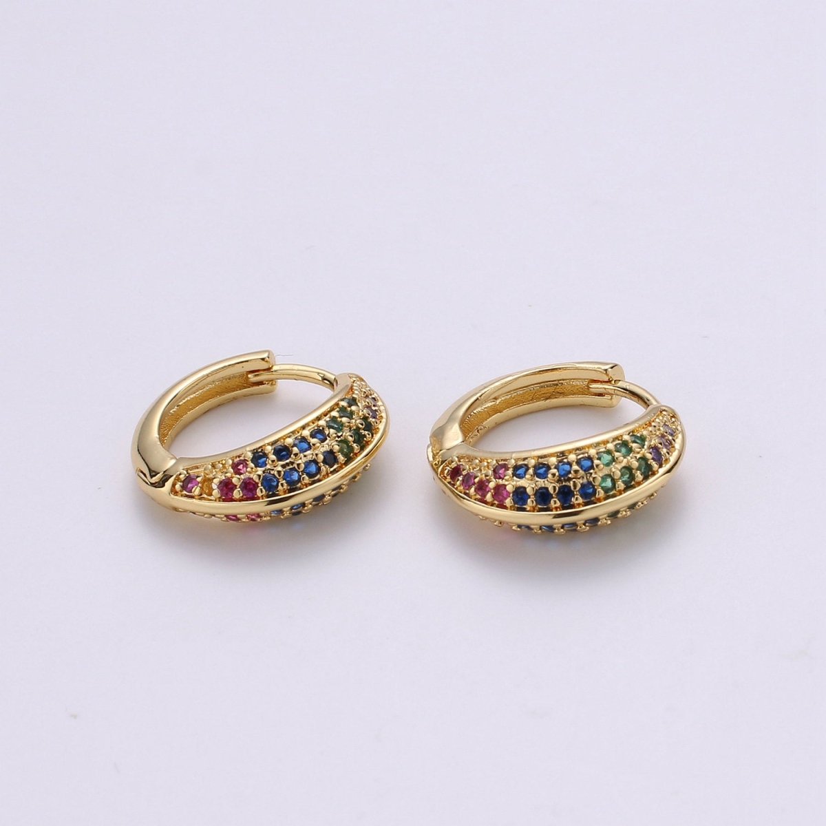 Huggie Earrings, Small hoop earrings, Gold hoops, Chunky Hoop Earrings, Cz Huggie Hoop Earrings, Minimalist hoop earrings, Dainty Cubic hoop K-861 K-862 - DLUXCA