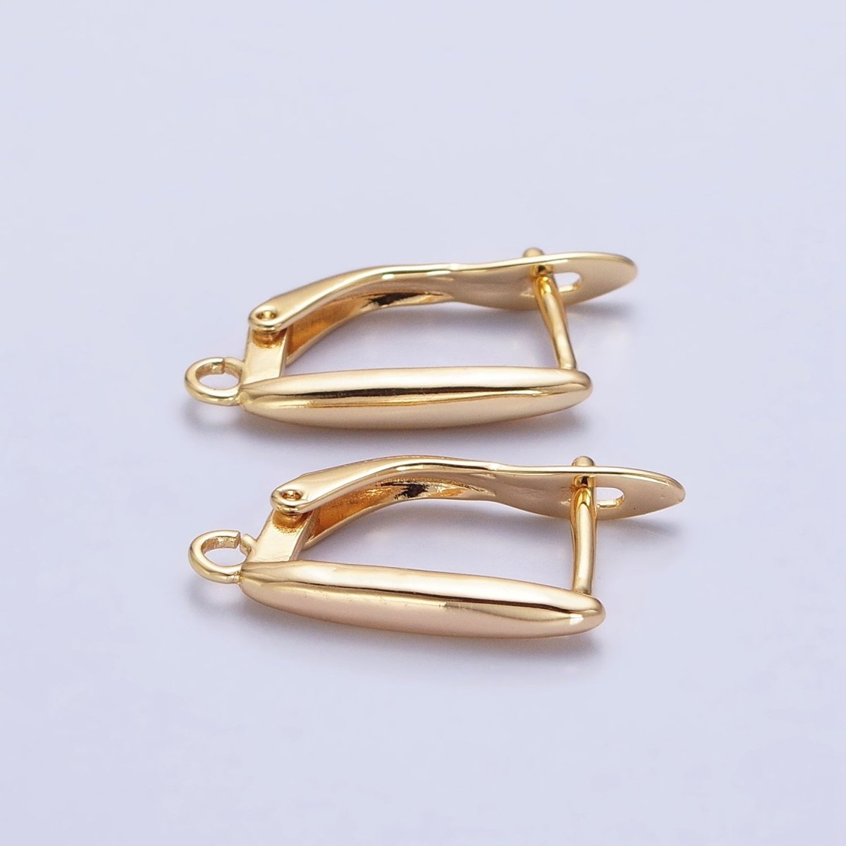 Huggie Hoop One-Touch Hoop Earring Findings in 18K Gold Plating, Earring Hoop with Open Link Ring Z-165 Z-166 - DLUXCA