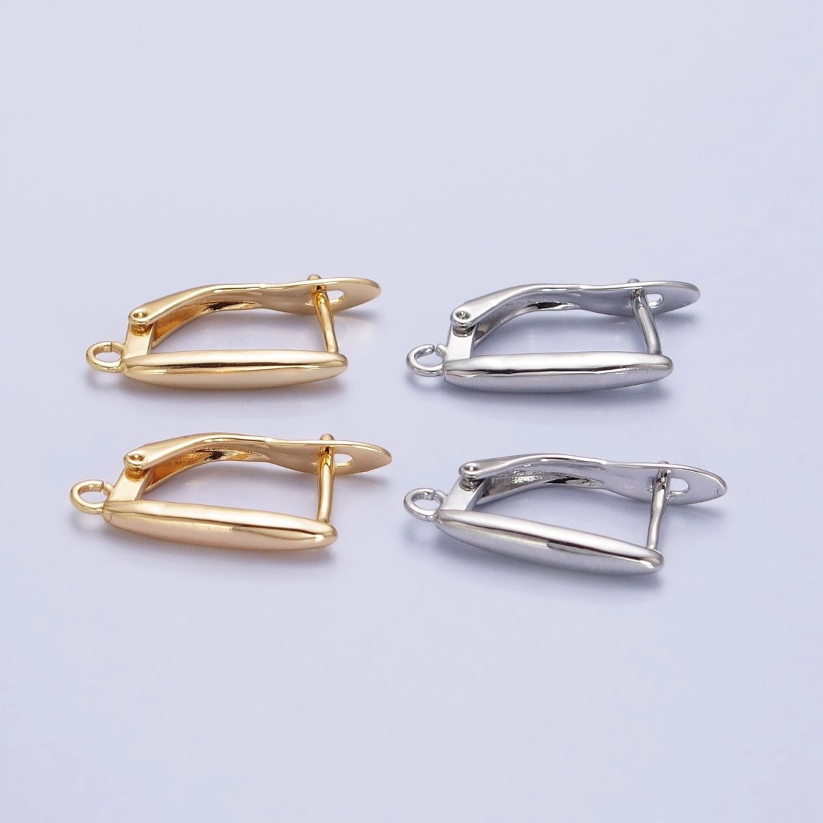Huggie Hoop One-Touch Hoop Earring Findings in 18K Gold Plating, Earring Hoop with Open Link Ring Z-165 Z-166 - DLUXCA