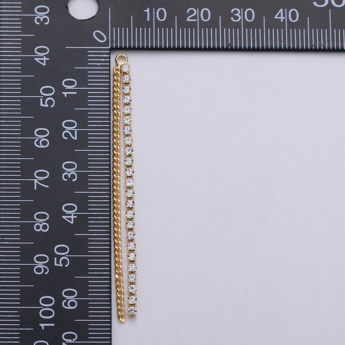 Hypoallergenic 65mm Gold Double Curb Tennis Chain Tassel Dangle Charm Supply | K-427 - DLUXCA