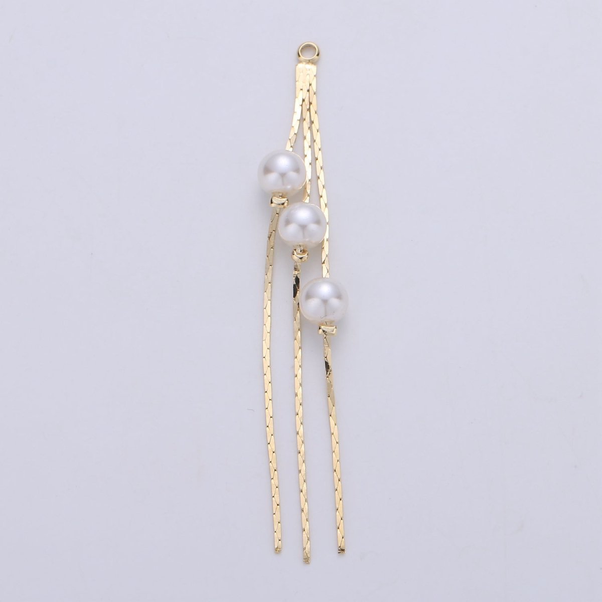 Hypoallergenic 67mm Pearls Gold Cobra Chain Multiple Strands Tassel Charm Supply | K-424 - DLUXCA