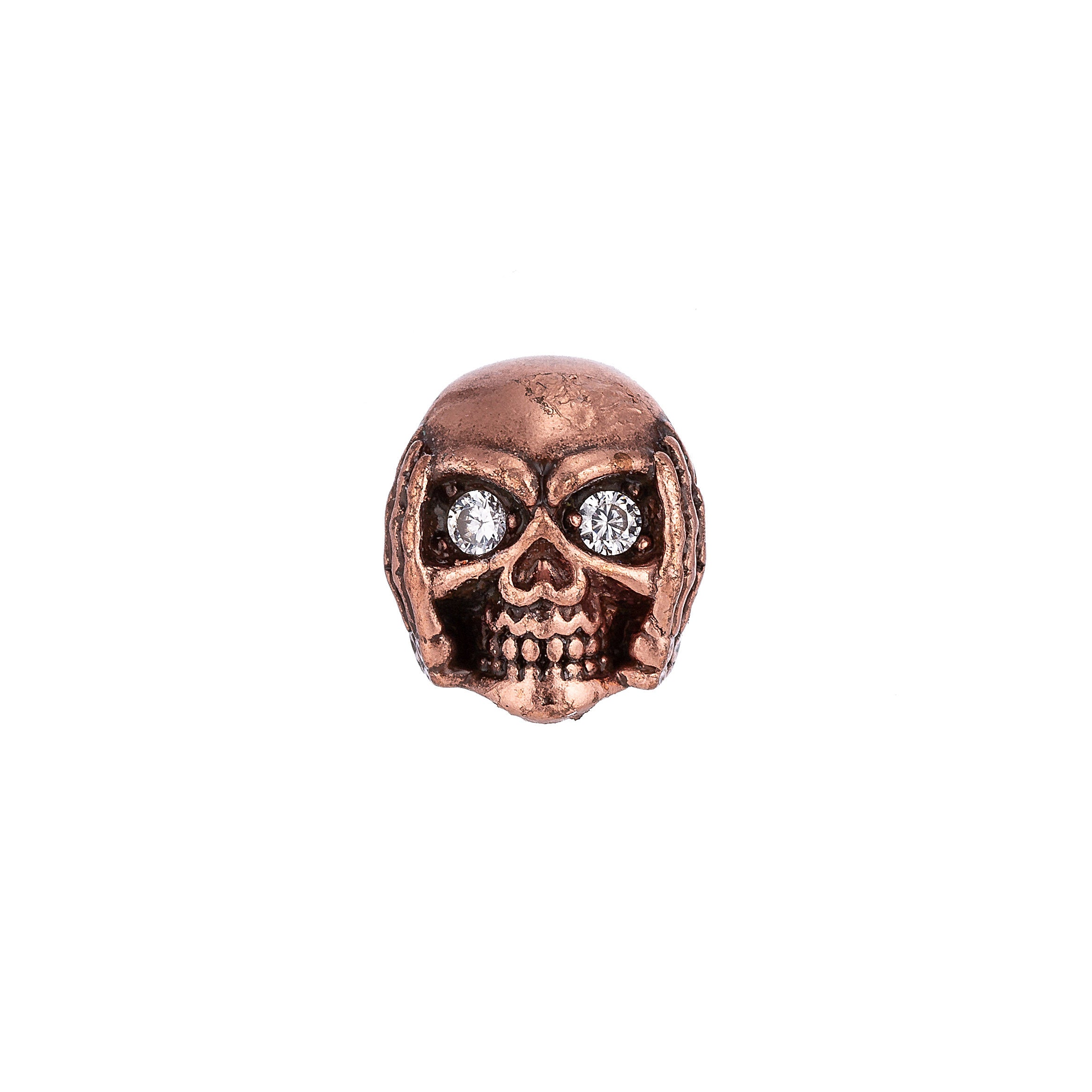 Silver Skull Bead Pave CZ Antique Gold Bead Spacer CZ Micro Pave Skull Charm for Men Bracelet Bead 10x10mm, BDGF-18/B-15 - DLUXCA