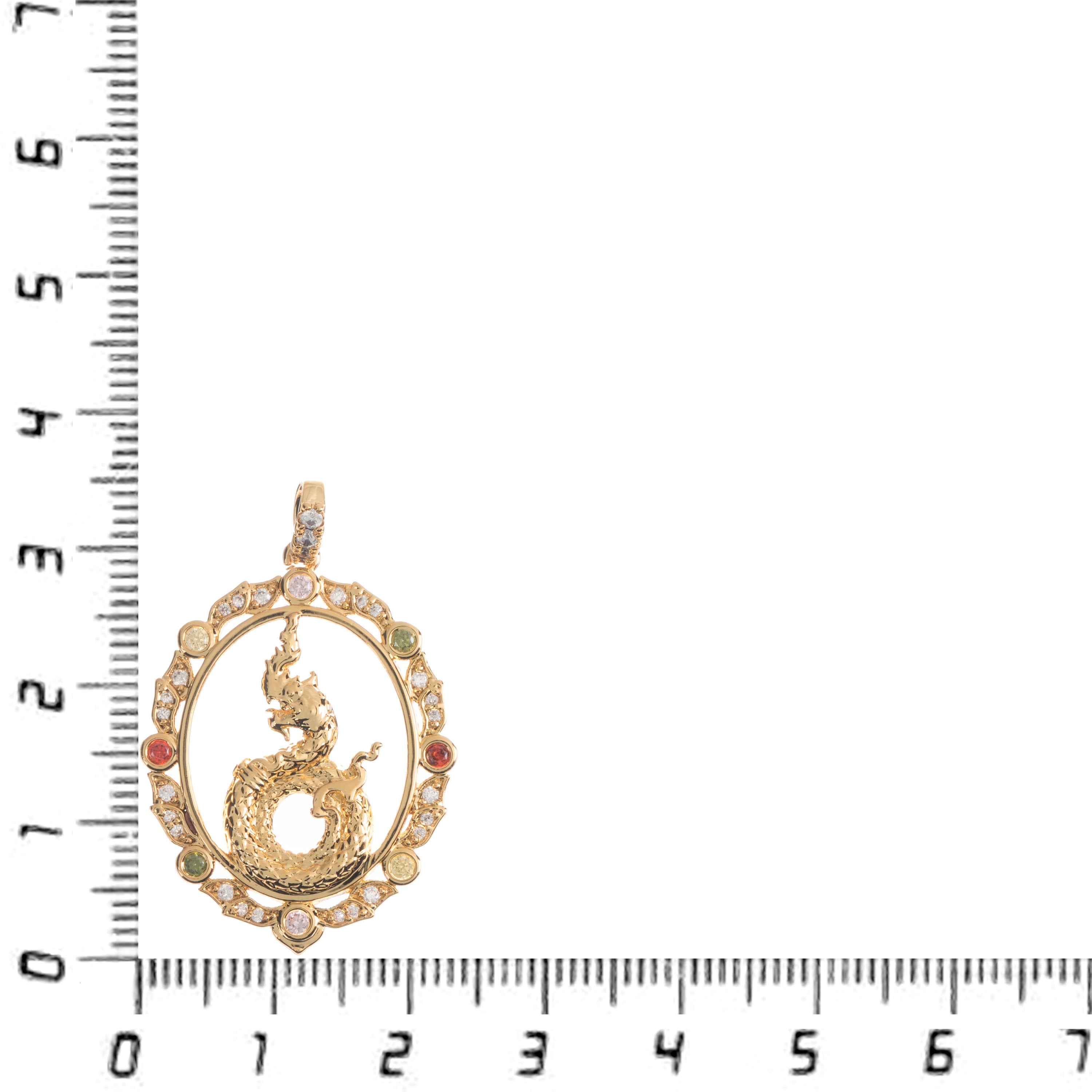 Multi Color Stone 18k Gold Fill Royal Dragon Chinese Legend, Royalty Cubic Zirconia Necklace Pendant Charm Bails for Jewelry Making - DLUXCA