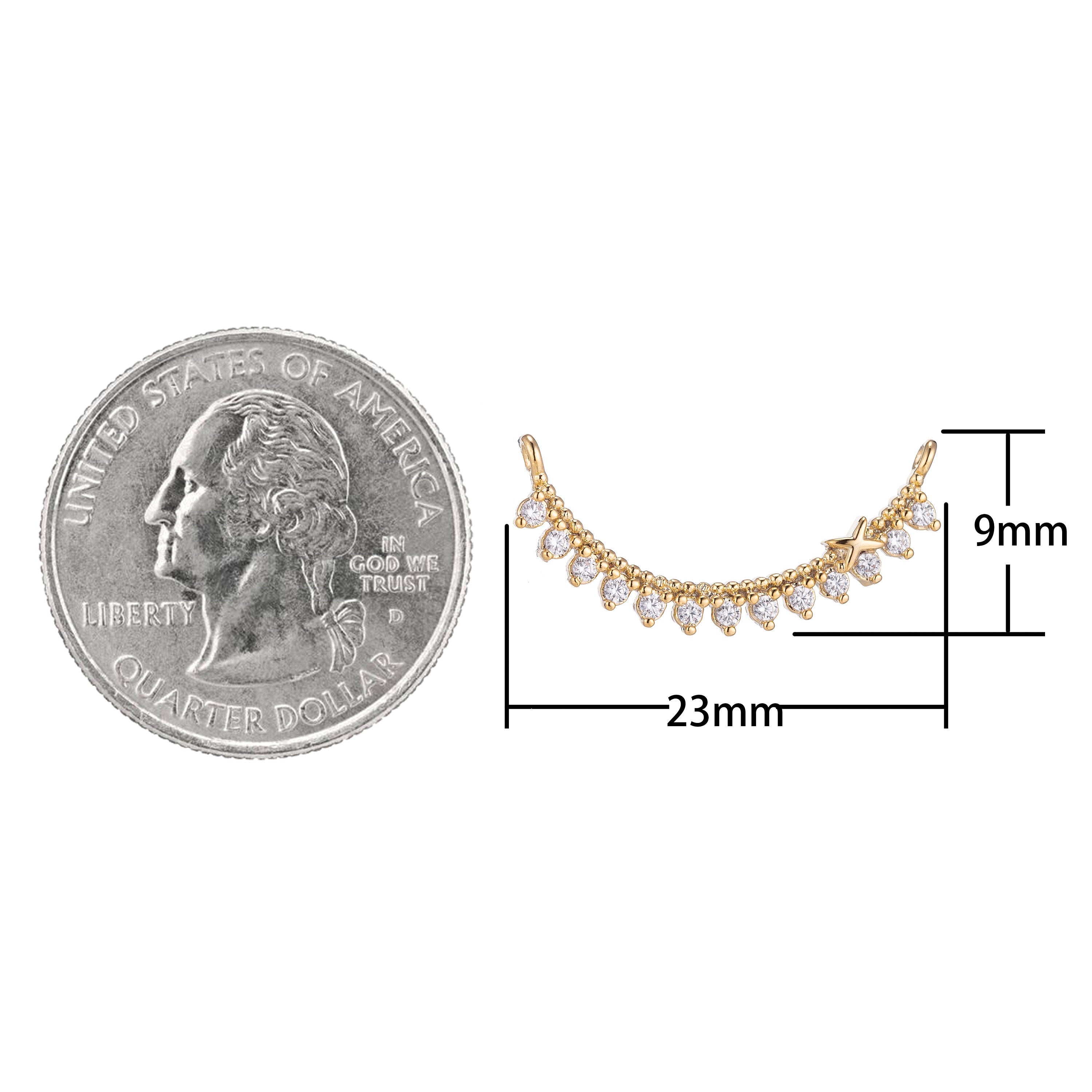 Dainty Gold Linked Crystal Bracelet Connector, Elegant Micro Pave CZ Charm, Minimalist Chic Necklace Pendant for Jewelry Making - DLUXCA