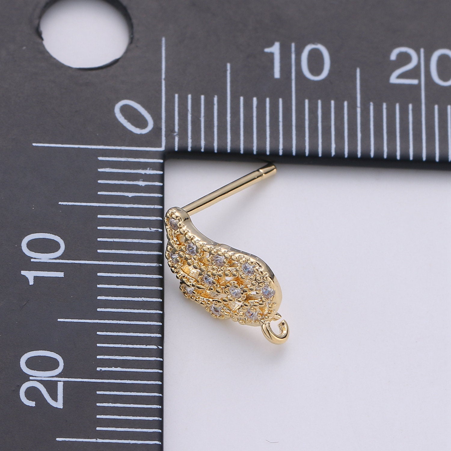1 pair Wing Stud Earring Charm • 24k Gold Filled• Micro Pave angel wing • Jewelry Making Supplies • Open Link for Jewelry Making Supply - DLUXCA