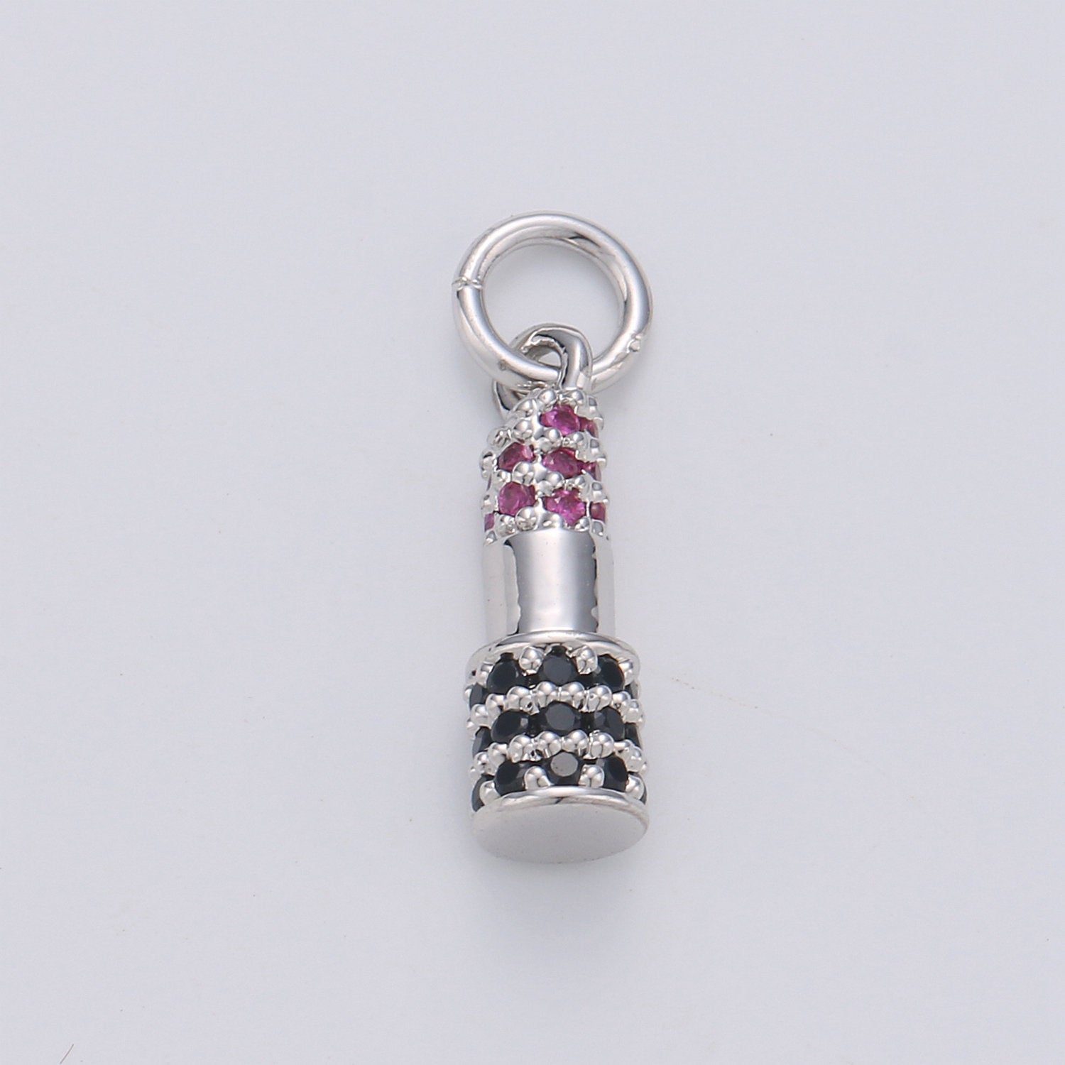 Dainty Gold Lipstick Pendant CZ Micro Pave Lipstick Pendant, Red Lipstick Jewelry for Necklace Bracelet Earring Component - DLUXCA