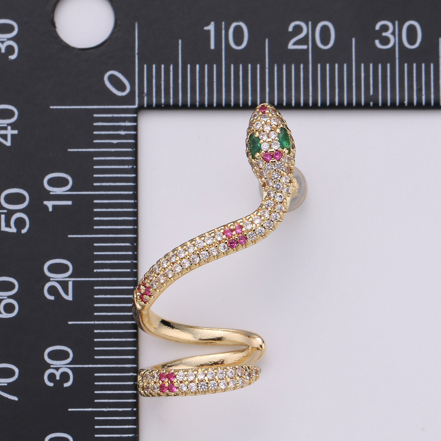 Dangle Snake Earrings, Gold Snake Earrings, Snake Stud Earrings, Snake Drop Earrings, Gold Snake Stud Micro Pave CZ Serpent Stud Earring, 2 X EARRING-1064-1063 - DLUXCA