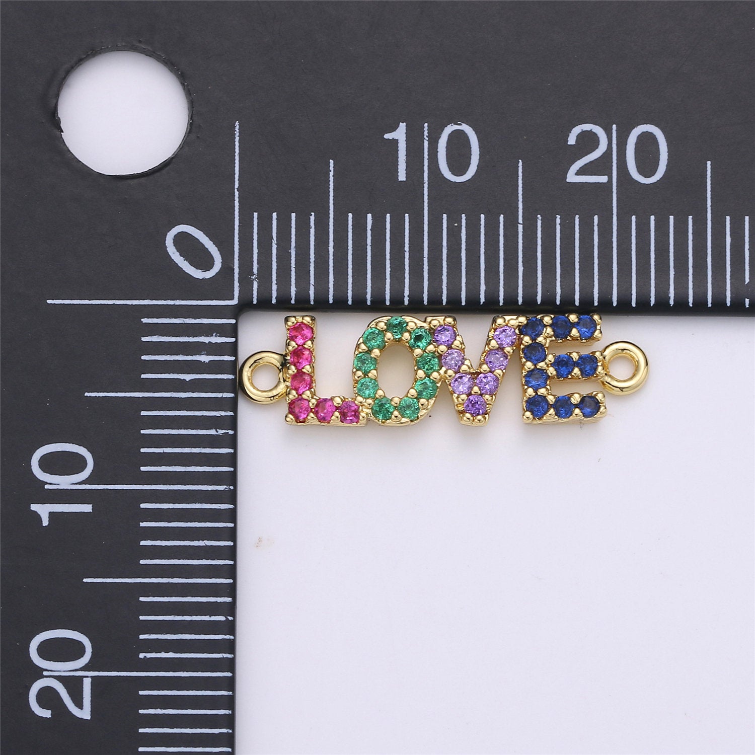 Love Charm Connector, Bracelet Connector, Jewelry Connectors, Love Charm, Necklace Connectors, Love Connectors, Micro Pave Cubic Zirconia - DLUXCA