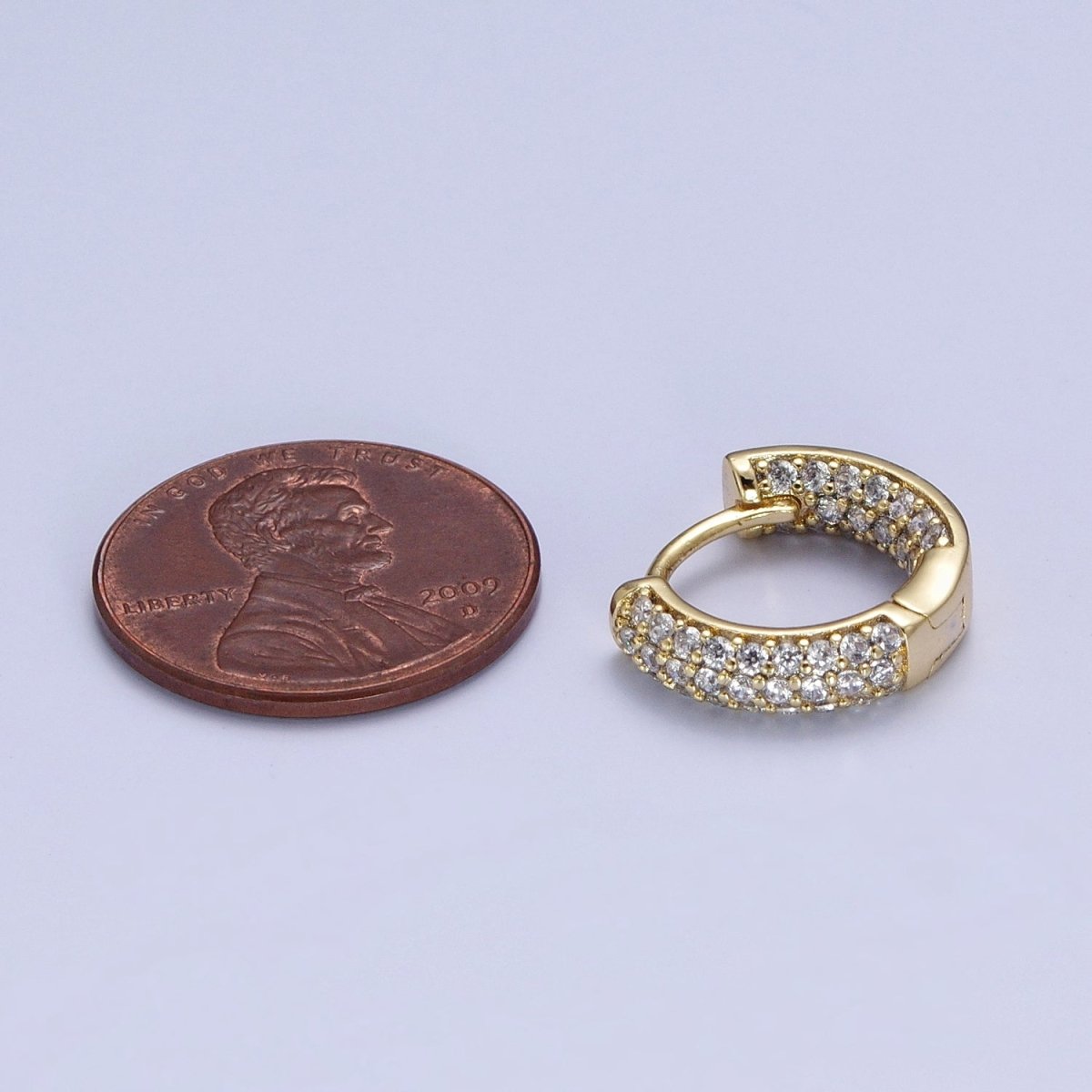 Inside Out Clear Pave CZ Hoop Earrings in Gold Lever Back Earring Y-070 - DLUXCA