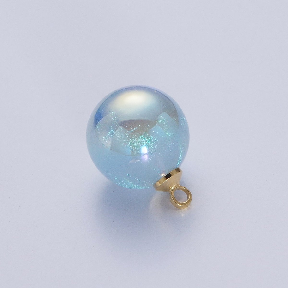 Iridescent Sparkly Blue & White Pearl Round Charm Pendant For Jewelry Making P-1558~P-1562 - DLUXCA