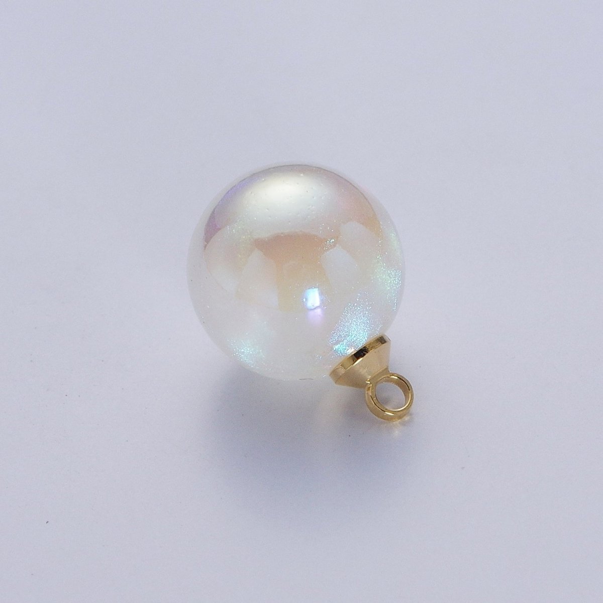 Iridescent Sparkly Blue & White Pearl Round Charm Pendant For Jewelry Making P-1558~P-1562 - DLUXCA