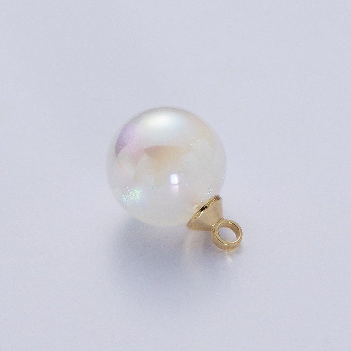 Iridescent Sparkly Blue & White Pearl Round Charm Pendant For Jewelry Making P-1558~P-1562 - DLUXCA