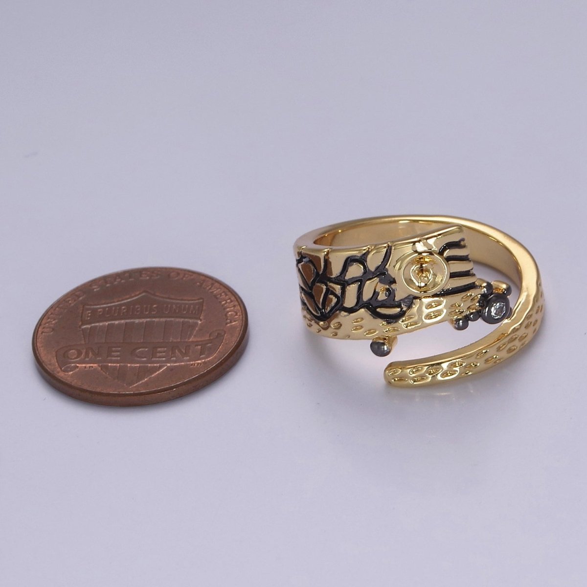 Irregular Gold Ring, Thick Band Gold Ring, Abstract Ring, Unique Design Ring Black Streetwear Cool Fashion Ring S-466 - DLUXCA