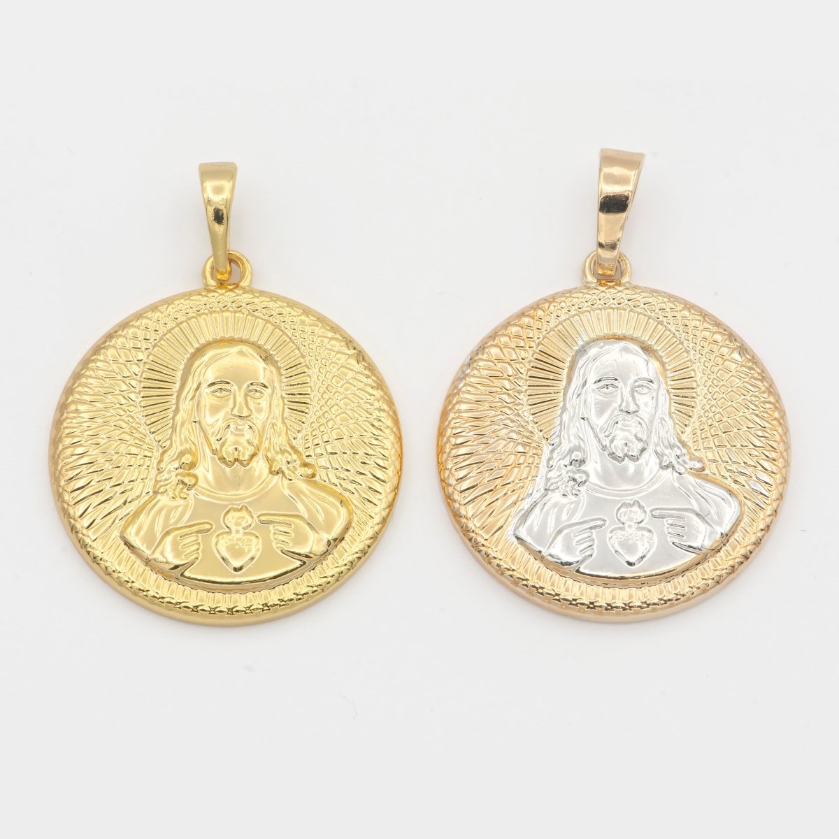 Jesus Christ Pendant Gold Plated Necklace - Sacred Heart of Jesus Christ Pendant - Rose Gold Plated Pendant - Religious Pendant H-207 - DLUXCA