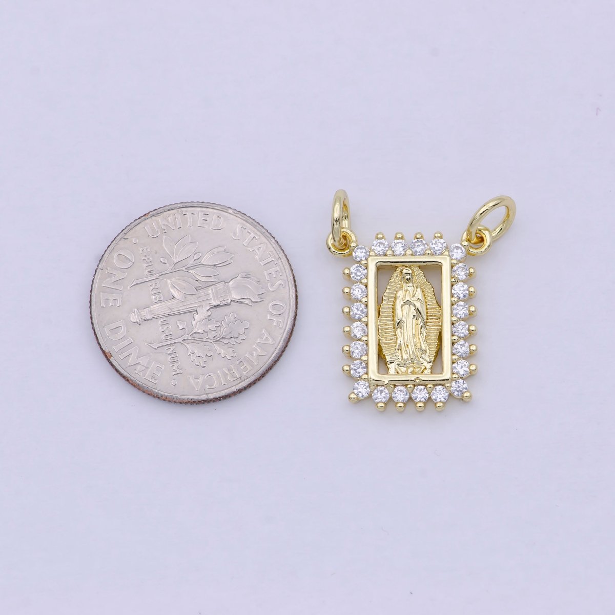 Lady Guadalupe Charms Link Connector Micro Pave Virgin Mary Charm 2 Hole Charm for Bracelet Necklace Component W-185 - DLUXCA