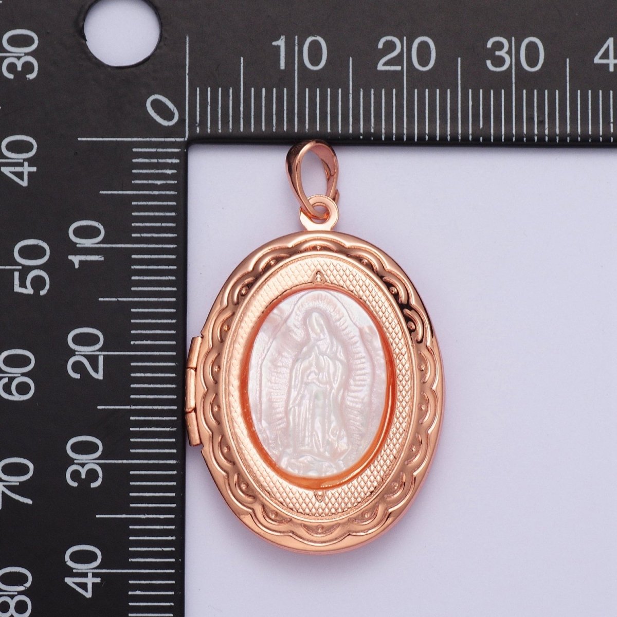 Lady of Guadalupe Detailed Double Sided Locket Pendant Open Locket Pearl Necklace Bracelet Supply | X-469 X-470 X-471 - DLUXCA
