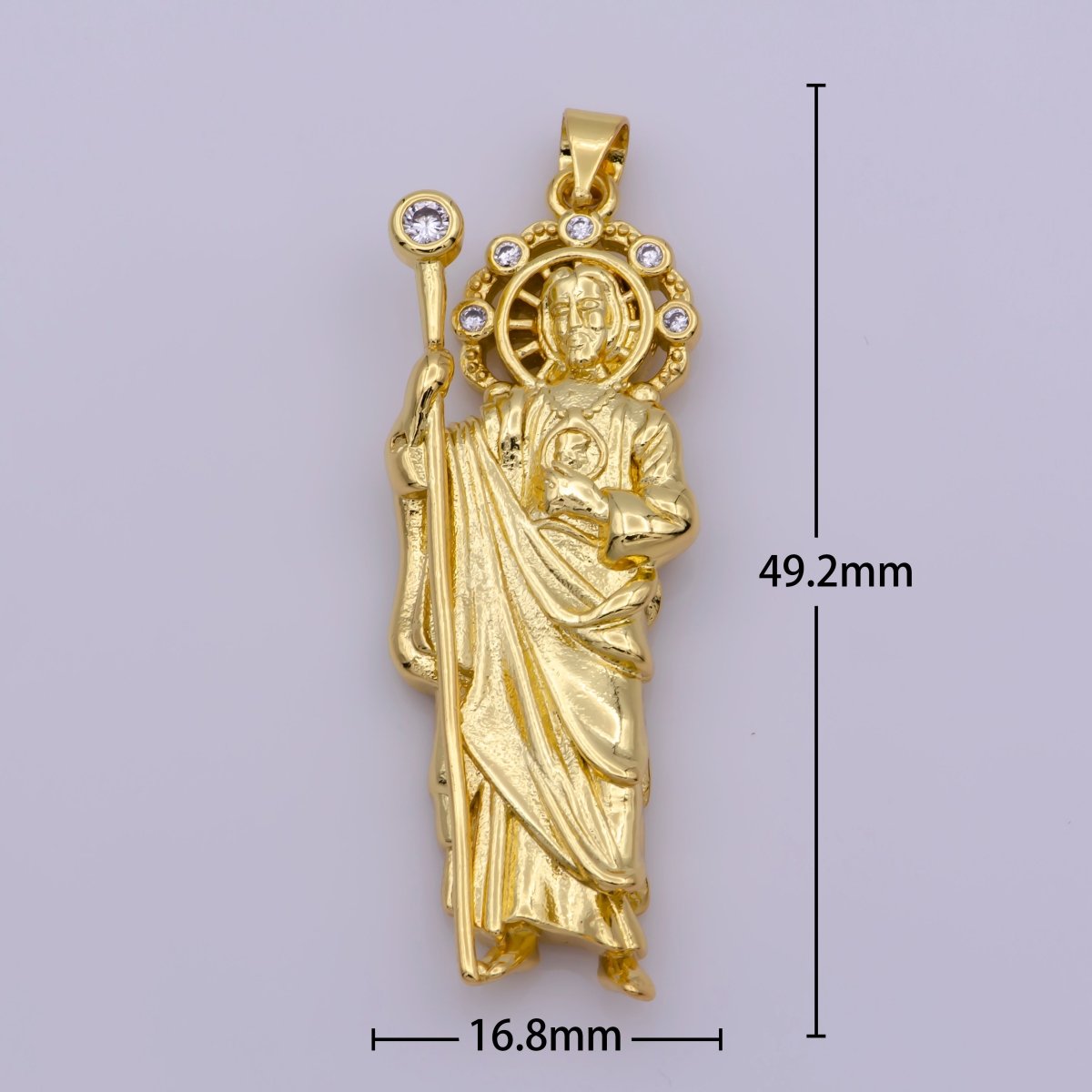 Large Gold St Jude Pendant San Judas Tadeo Medalla Charm medallion Patron Saint of Hopeless Cause Rosary Necklace Jewelry Supply N-1338 N-1339 - DLUXCA