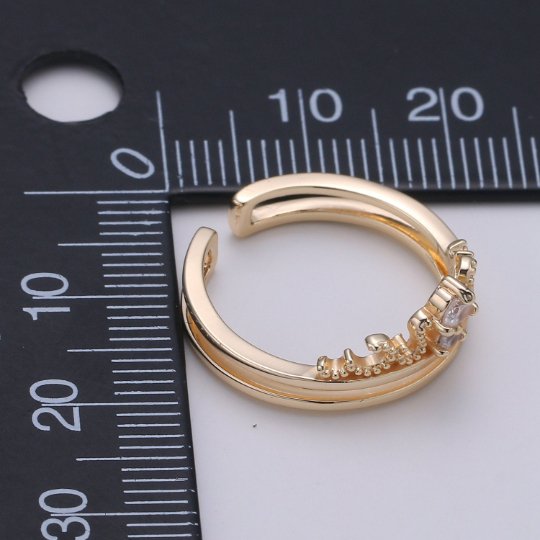 Layered ring Adjustable Micro pave ring,delicate ring, Open Band ring,minimalist ring,Crown Ring,Gold Crown Ring Jewelry - DLUXCA